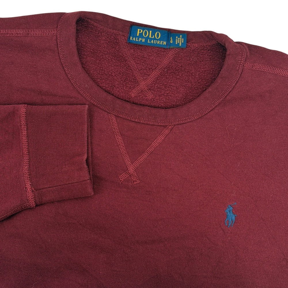 Polo Ralph Lauren Crewneck Sweatshirt Men L Maroon Boxy FIt Performance Pony